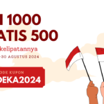 Promo Agustus 2024, Beli 1.000 Gratis 500. Kode Promo "MERDEKA2024"